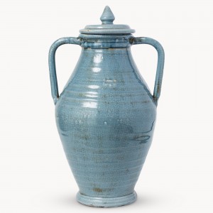urn, blue, crackle glaze